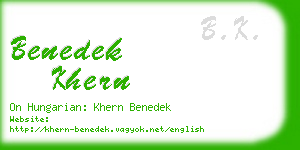 benedek khern business card